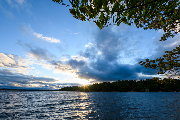 Sunset over Lake Winnipesaukee, New Hampshire.