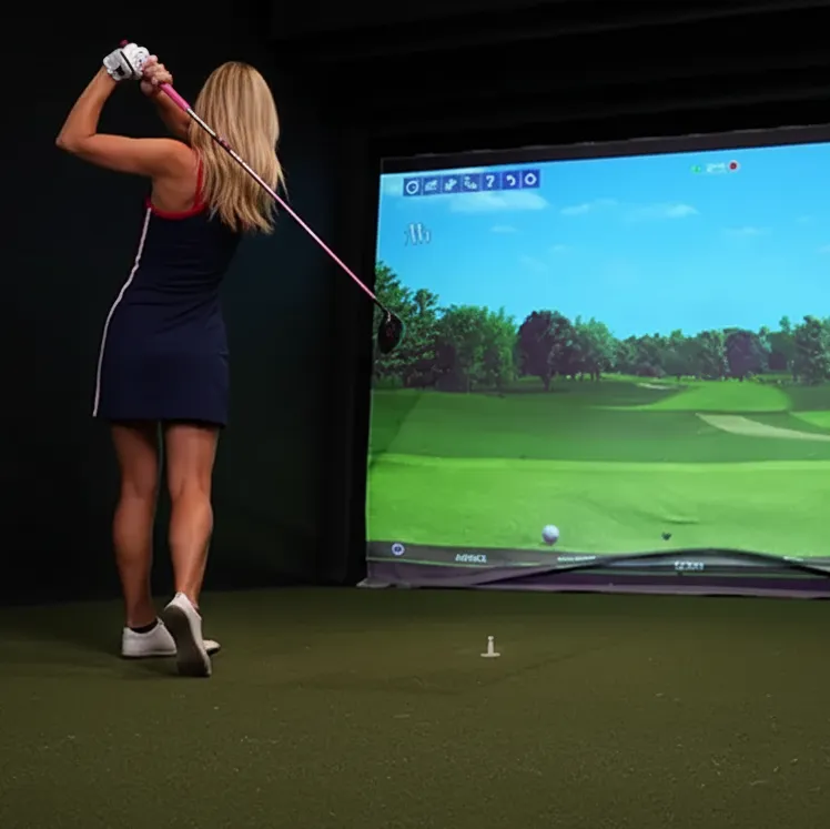girl indoor golf sim greenside lochmere
